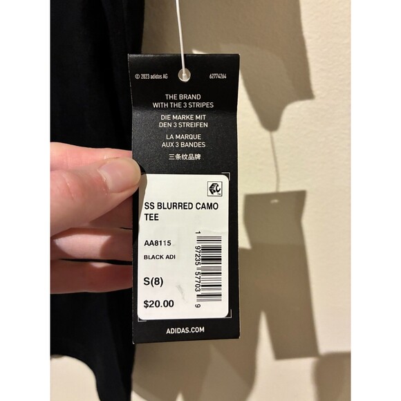 NWT Adidas SS Blurred Camo Tee Black - Kids Small (8) - Picture 3 of 4